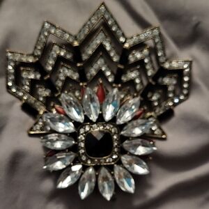 Elegant Black and Silver Cubic Zirconia Brooch CHRISMAS CLEARANCE SALE